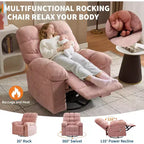 Massage Recliner Chair with Heat - 360 Swivel Rocker, Oversized Single Sofa w/ Vibration, USB & Storage Pockets for Living Room/Bedroom