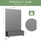 MAYEERTY Planter Box with Trellis Iron Gray Louvered Classic Style 72x35x16in 3-Piece Set