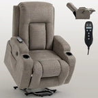 Power Lift Recliner Chair, Modern Single Motor Massage Sofa Chair with Lumbar Heating, USB Charging Port, Cup Holders