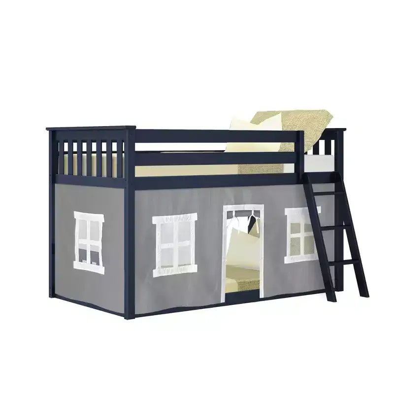 Max & Lily Twin over Twin Low Bunk with Curtains