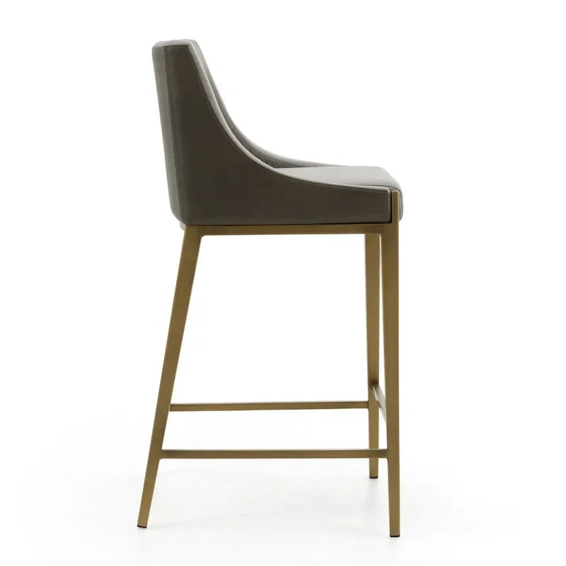 Modrest Fairview Contemporary Grey & Brass Counter Stool