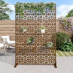 MAYEERTY Galvanized Steel Room Divider Outdoor and Indoor Divider with Free Standing Privacy Screen for Balcony Patio