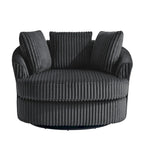 Fauteuil pivotant rond surdimensionné en velours côtelé avec accoudoirs encastrés 43 W