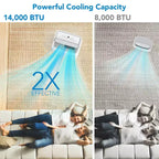 Condizionatore portatile da 10000 BTU, climatizzatore domestico con telecomando per ambienti fino a 42 mq, funzioni 3-in-1/timer 24 ore/ruote piroettanti