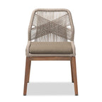 Modern Transitional-Style Rope-Woven Mahogany Dining Chair ââ‚?Gray