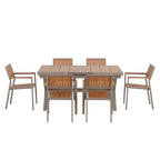 7-Piece Outdoor Extendable Dining Set with Extendable Table and 6 Armrest Chair