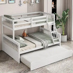 Gymax Twin Over Full Bunk Bed with Twin Trundle Convertible Platform