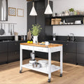 Work Center Island Table with Solid Wood Top, 48 W x 24 D x 36 H, White