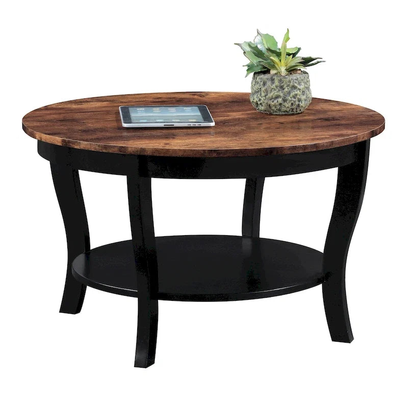 Round Coffee Table with Shelf