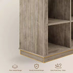 8 Cube Storage Organizer Bookshelf, Farmhouse Horizontal Bookcase, 62 Inch Wood Storage Bookcase for Entryway, Long Low Bookshelves for Living Room