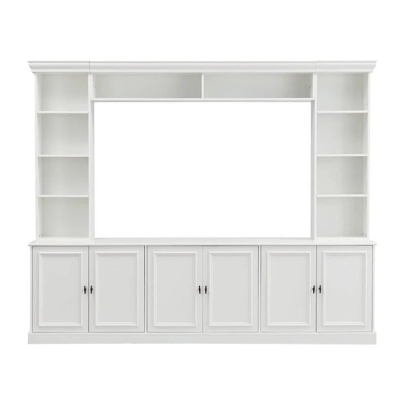 4-Piece Entertainment Center Wall Unit Set with Bridge for TVs Up to 70 , TV Stand W/Adjustable Shelves, Large Media Console
