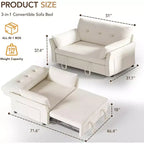 Dyonery 3-in-1 Convertible Sofa Bed, Pull Out Sleeper Sofa with Side Pocket & Adjustable Backrest, Tool-Free Assembly, Folding Loveseat