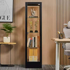 Bekrvio 4-Tier Glass Display Cabinet Case with Lock, 63 Curio Cabinet Tempered Glass Door & Adjustable Shelves