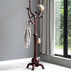 Porte-manteau sur pied en bois d'hévéa à motif de branches d'arbre avec 8 crochets - 24,5 l x 70,87 h