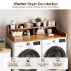 2-Tier Washer and Dryer Countertop with Shelf or Drawers, Laundry Countertop Cover with Non-Slip Pad, 54X27.5 Laundry Topper for Folding Clothes