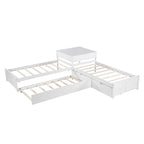 Lit plateforme en L moderne blanc de taille double avec lit gigogne et tiroirs pour chambre à coucher