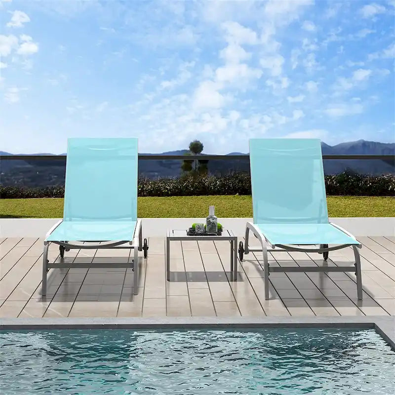 Two Outdoor Lounge Chairs with 1 Table