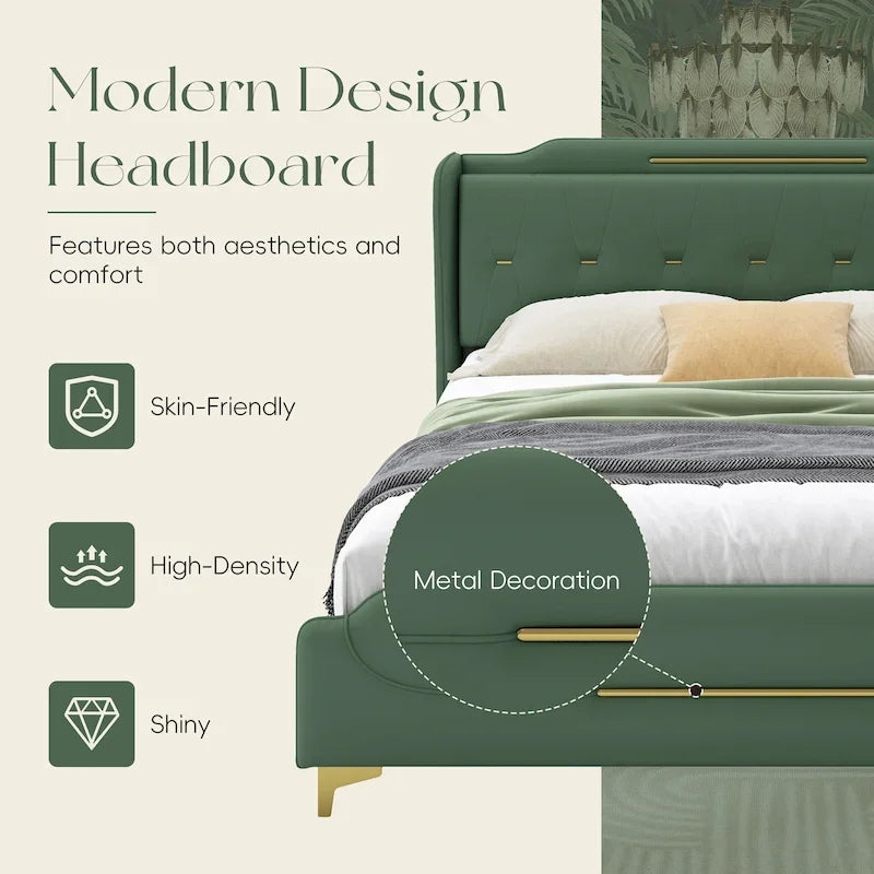 Modern Upholstered PU Leather Bed