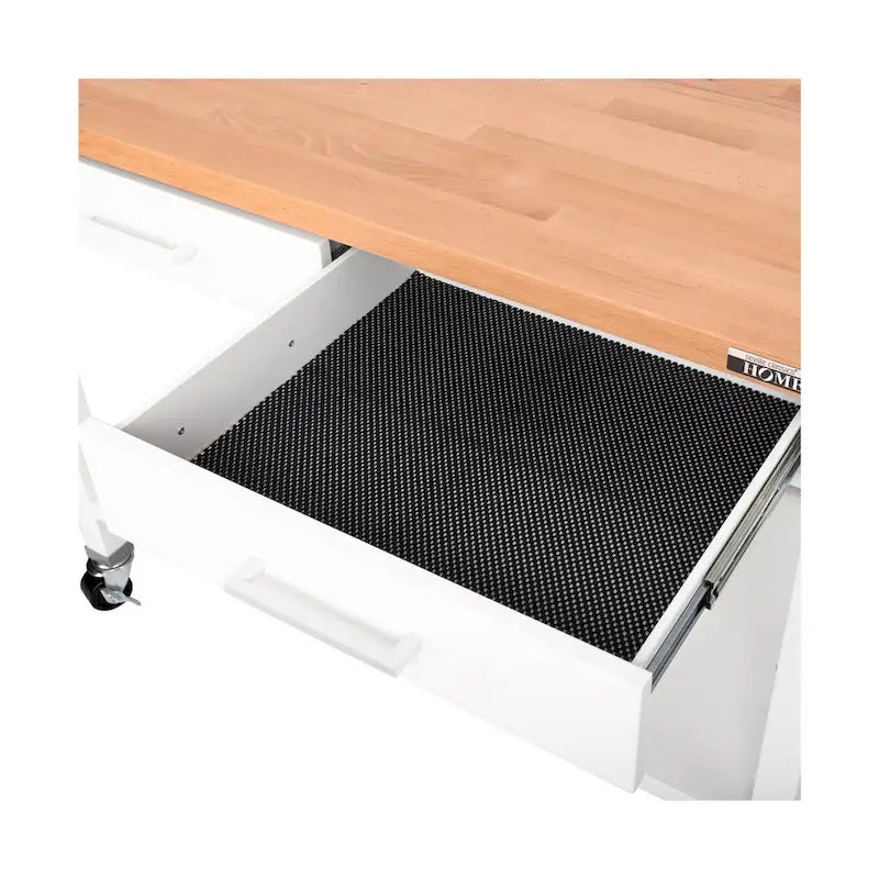 Work Center Island Table with Solid Wood Top, 48 W x 24 D x 36 H, White