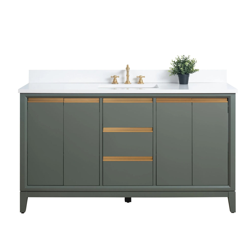 Vanity Art Bathroom Vanity with Ceramic Sink and Engineered Marble Top