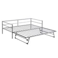 Bellemave Silver Twin Daybed Metal Day Bed Frame with Pop Up Trundle, Metal Sofa Bed with Adjustable Folding Trundle for Bedroom, Living RoomWhite
