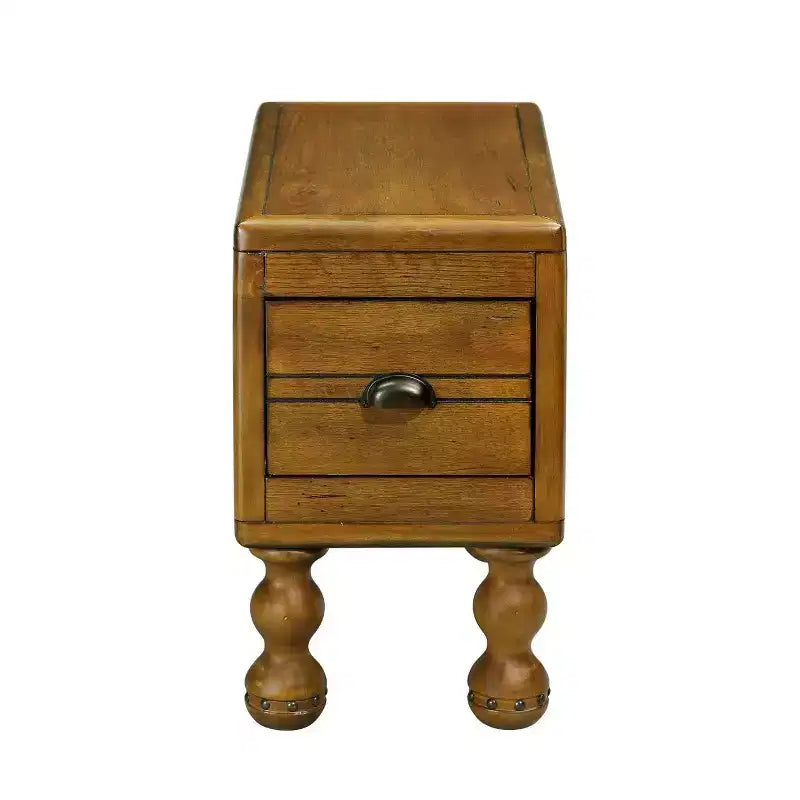 Hostack 23.6'' Vintage Rectangle Wood End Table for Small Spaces and Living Room, Antique Brown