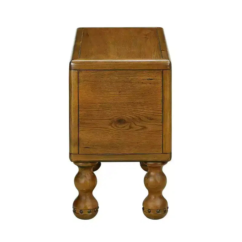 Table d'appoint rectangulaire vintage en bois Hostack 23.6'' pour petits espaces et salons, marron antique