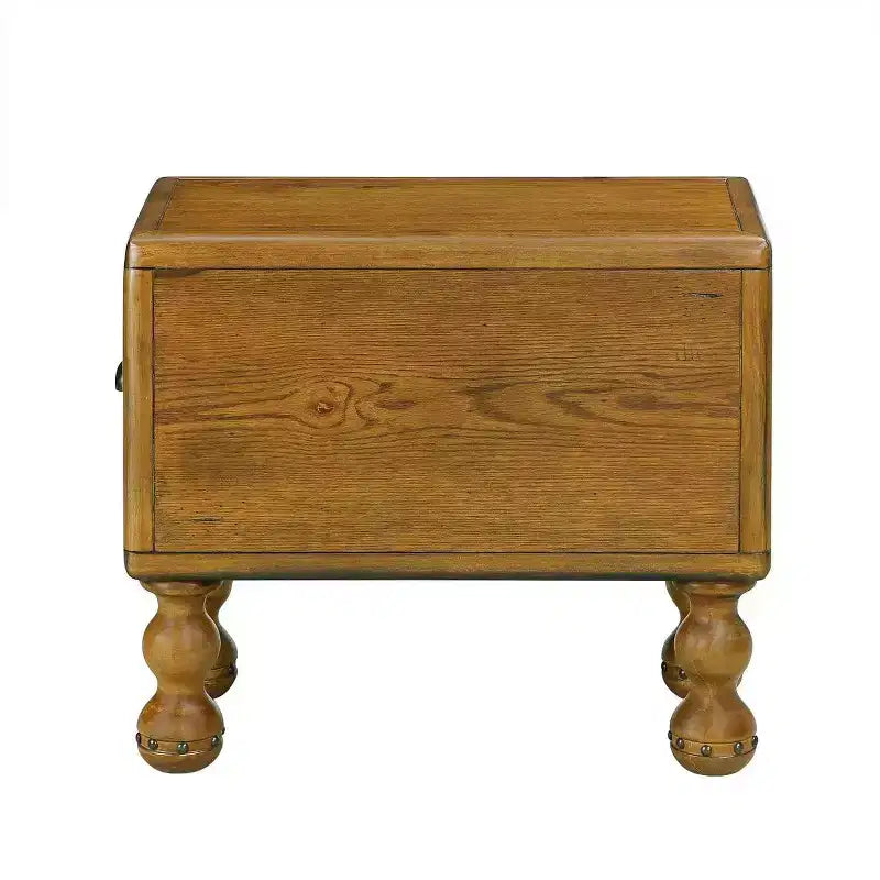Table d'appoint rectangulaire vintage en bois Hostack 23.6'' pour petits espaces et salons, marron antique