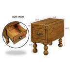 Table d'appoint rectangulaire vintage en bois Hostack 23.6'' pour petits espaces et salons, marron antique