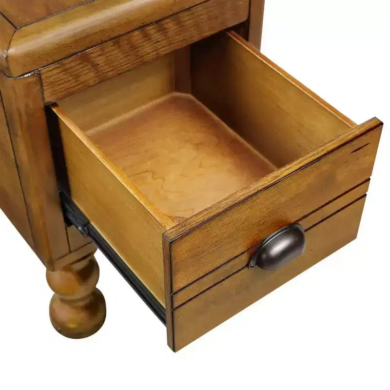 Table d'appoint rectangulaire vintage en bois Hostack 23.6'' pour petits espaces et salons, marron antique