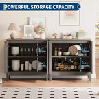 COZONY 32 Fluted Cabinet with 2 Doors & Adjustable Shelves, Mid Century Modern Sideboard Buffet Storage