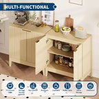COZONY 32 Fluted Cabinet with 2 Doors & Adjustable Shelves, Mid Century Modern Sideboard Buffet Storage