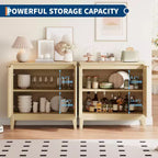 COZONY 32 Fluted Cabinet with 2 Doors & Adjustable Shelves, Mid Century Modern Sideboard Buffet Storage