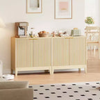 COZONY 32 Fluted Cabinet with 2 Doors & Adjustable Shelves, Mid Century Modern Sideboard Buffet Storage