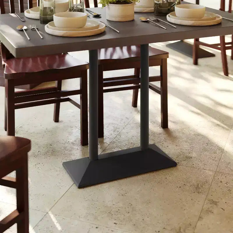 Pied de table double colonne Flash Furniture Palis, hauteur salle à manger, pour plateaux de 76,2 x 121,9 cm, intérieur/extérieur