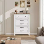 5 Drawer Dresser, 41.3 Tall Ultra-Deep Drawer Dresser, Wooden Closet Storage Chest for Living Room, Bedroom, Entryway