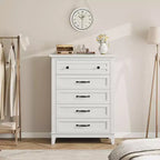 5 Drawer Dresser, 41.3 Tall Ultra-Deep Drawer Dresser, Wooden Closet Storage Chest for Living Room, Bedroom, Entryway