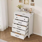 5 Drawer Dresser, 41.3 Tall Ultra-Deep Drawer Dresser, Wooden Closet Storage Chest for Living Room, Bedroom, Entryway