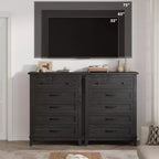5 Drawer Dresser, 41.3 Tall Ultra-Deep Drawer Dresser, Wooden Closet Storage Chest for Living Room, Bedroom, Entryway