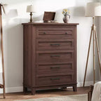 5 Drawer Dresser, 41.3 Tall Ultra-Deep Drawer Dresser, Wooden Closet Storage Chest for Living Room, Bedroom, Entryway