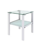 Set of 2 Glass Tea Tables - Two-Layer Tempered Glass with Iron Frame for Living Room and Bedroom
