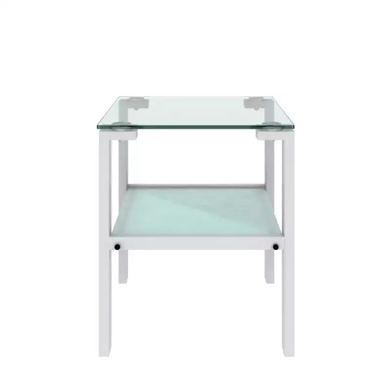 Set of 2 Glass Tea Tables - Two-Layer Tempered Glass with Iron Frame for Living Room and Bedroom