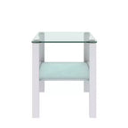 Set of 2 Glass Tea Tables - Two-Layer Tempered Glass with Iron Frame for Living Room and Bedroom