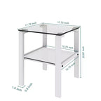 Set of 2 Glass Tea Tables - Two-Layer Tempered Glass with Iron Frame for Living Room and Bedroom