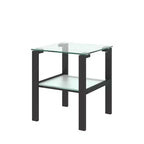 Set of 2 Glass Tea Tables - Two-Layer Tempered Glass with Iron Frame for Living Room and Bedroom