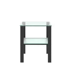 Set of 2 Glass Tea Tables - Two-Layer Tempered Glass with Iron Frame for Living Room and Bedroom