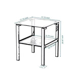 Set of 2 Glass Tea Tables - Two-Layer Tempered Glass with Iron Frame for Living Room and Bedroom
