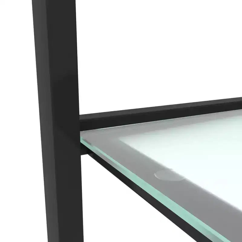 Set of 2 Glass Tea Tables - Two-Layer Tempered Glass with Iron Frame for Living Room and Bedroom