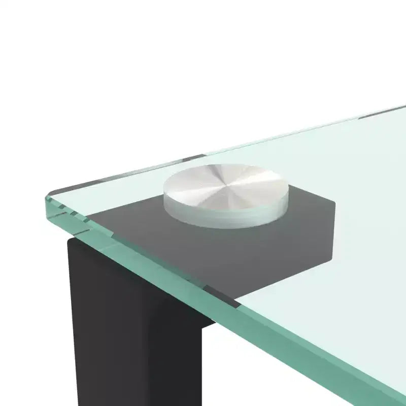 Set of 2 Glass Tea Tables - Two-Layer Tempered Glass with Iron Frame for Living Room and Bedroom