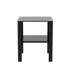 Set of 2 Glass Tea Tables - Two-Layer Tempered Glass with Iron Frame for Living Room and Bedroom